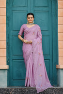 Winsome Lavender Color Tussar Cotton Saree