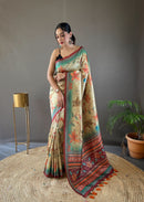 Splendorous Multi Color Semi Silk Saree with Digital Printed Kalamkari Designs