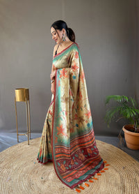 Splendorous Multi Color Semi Silk Saree with Digital Printed Kalamkari Designs