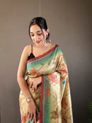 Splendorous Multi Color Semi Silk Saree with Digital Printed Kalamkari Designs