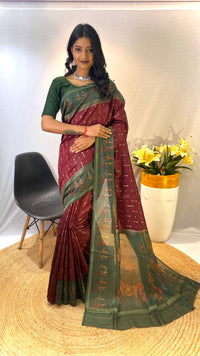 Majestic Maroon Color Chanderi Silk Saree