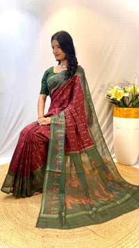 Majestic Maroon Color Chanderi Silk Saree