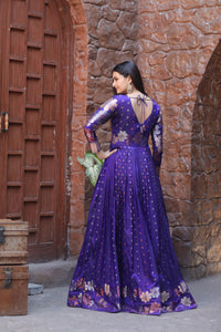 Euphoric Violet Color Banarasi Silk Gown