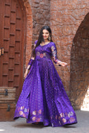 Euphoric Violet Color Banarasi Silk Gown