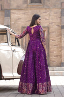 Elegant Purple Color Banarasi Silk Gown