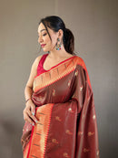 Mystical Maroon Color Paithani Silk Saree with Rich Peacock Design on Pallu