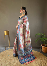 Radiant Multi Color Semi Silk Saree with Digital Printed Kalamkari Designs