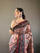 Euphoric Peach Color Digital Printed Cotton Saree