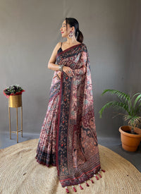 Euphoric Peach Color Digital Printed Cotton Saree