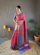 Winsome Pink Color Kanchi Pattu Silk Saree