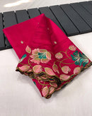 Splendorous Pink Color Tussar Silk Saree