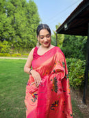 Awe-inspiring Pink Color Paithani Silk Saree