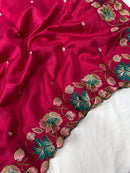 Splendorous Pink Color Tussar Silk Saree