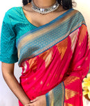 Captivating Pink Color Kanchipuram Semi Silk Saree