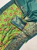 Whimsical Pista Green Color Soft Silk Patola Saree