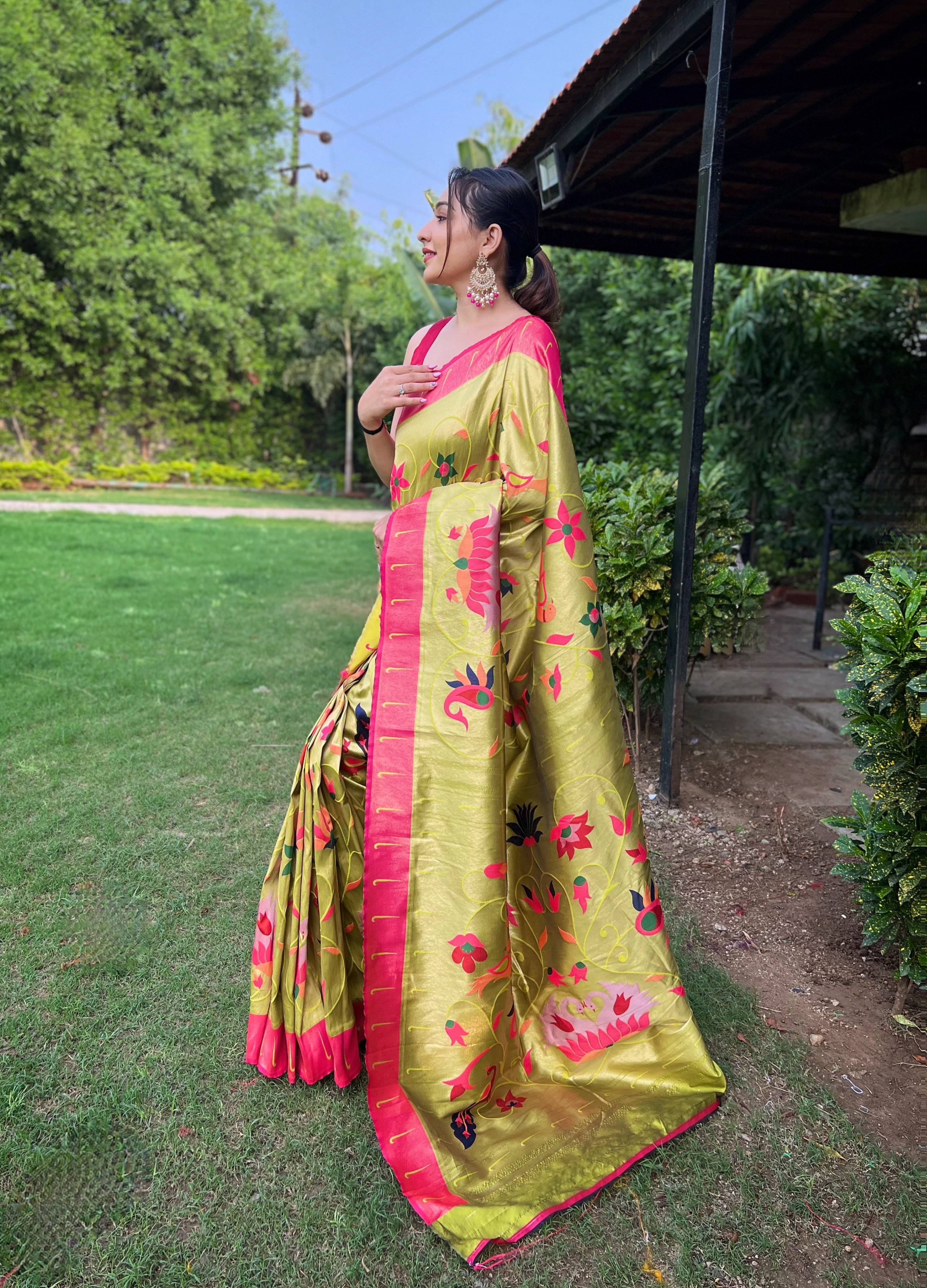 Serene Pista Green Color Paithani Silk Saree