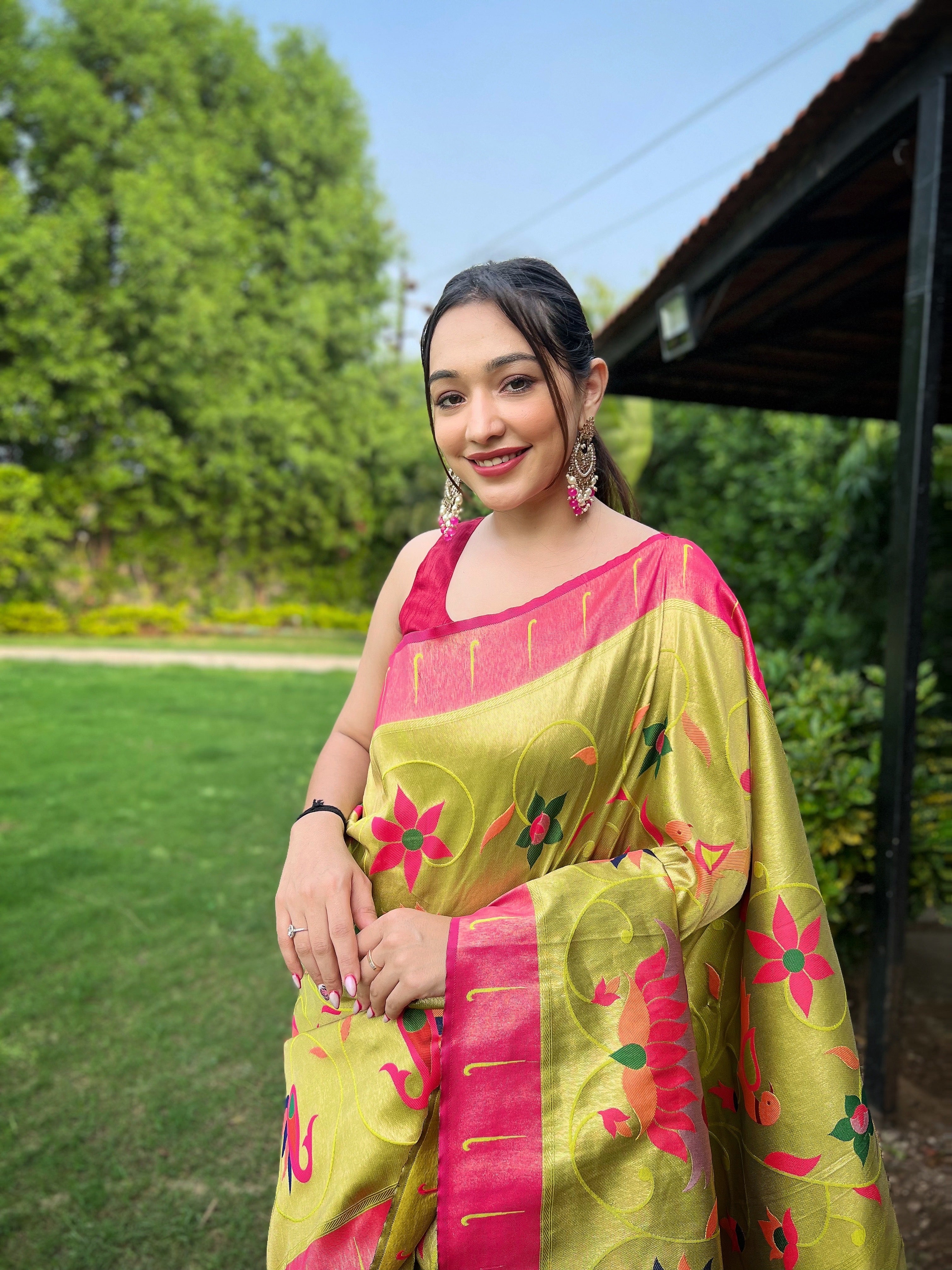 Serene Pista Green Color Paithani Silk Saree