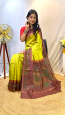 Luxurious Lemon Yellow Color Chanderi Silk Saree