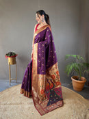 Delicate Purple Color Paithani Silk Saree with Rich Peacock Design on Pallu