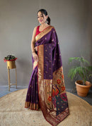 Delicate Purple Color Paithani Silk Saree with Rich Peacock Design on Pallu