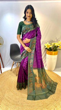 Captivating Purple Color Chanderi Silk Saree