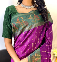 Captivating Purple Color Chanderi Silk Saree