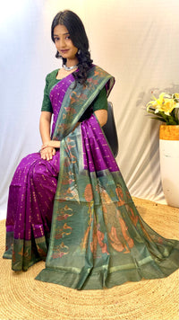 Captivating Purple Color Chanderi Silk Saree