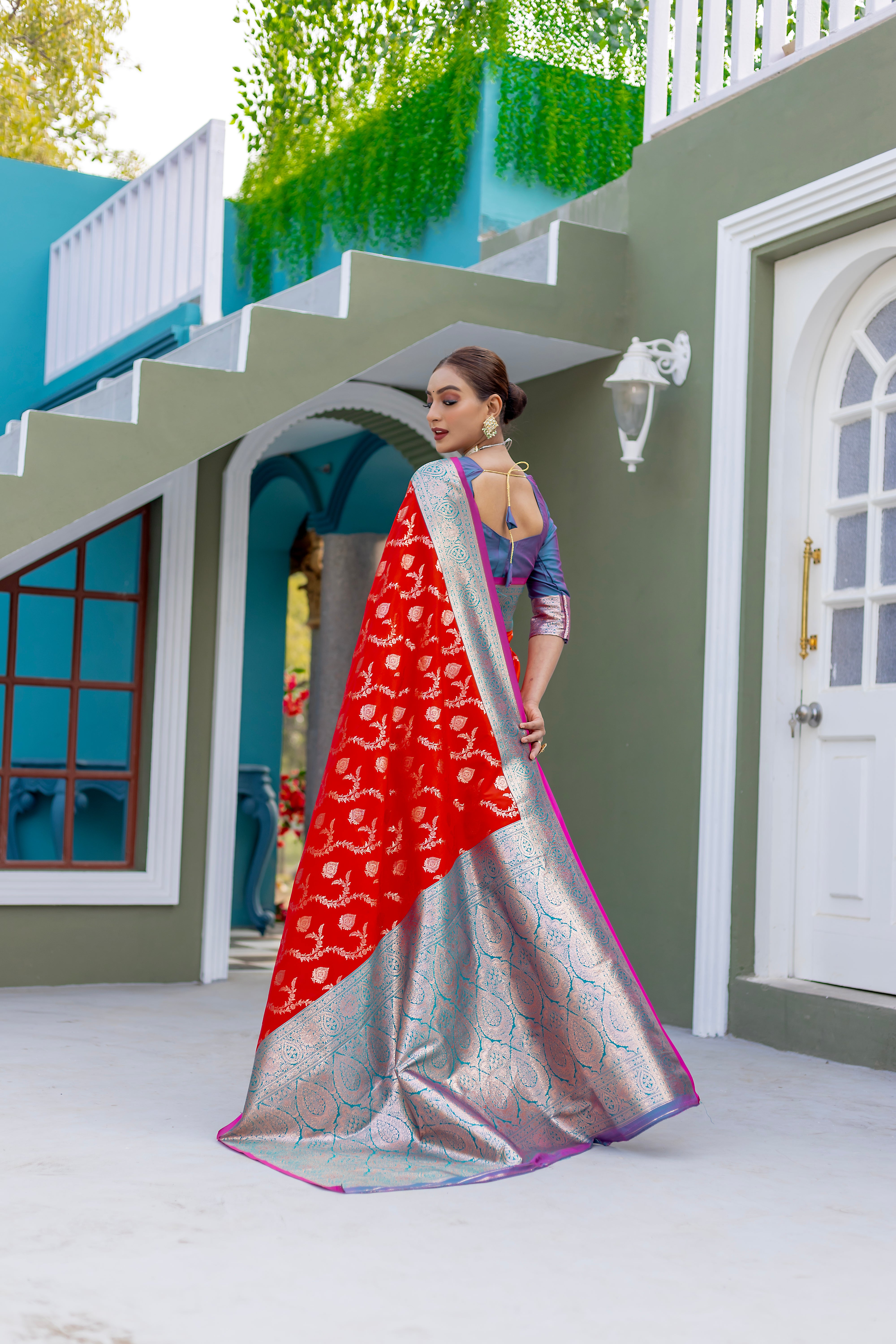 Elegant Red Color Banarasi Silk Saree