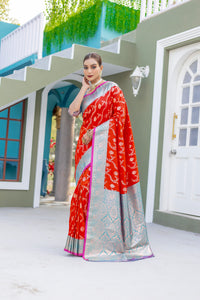 Elegant Red Color Banarasi Silk Saree