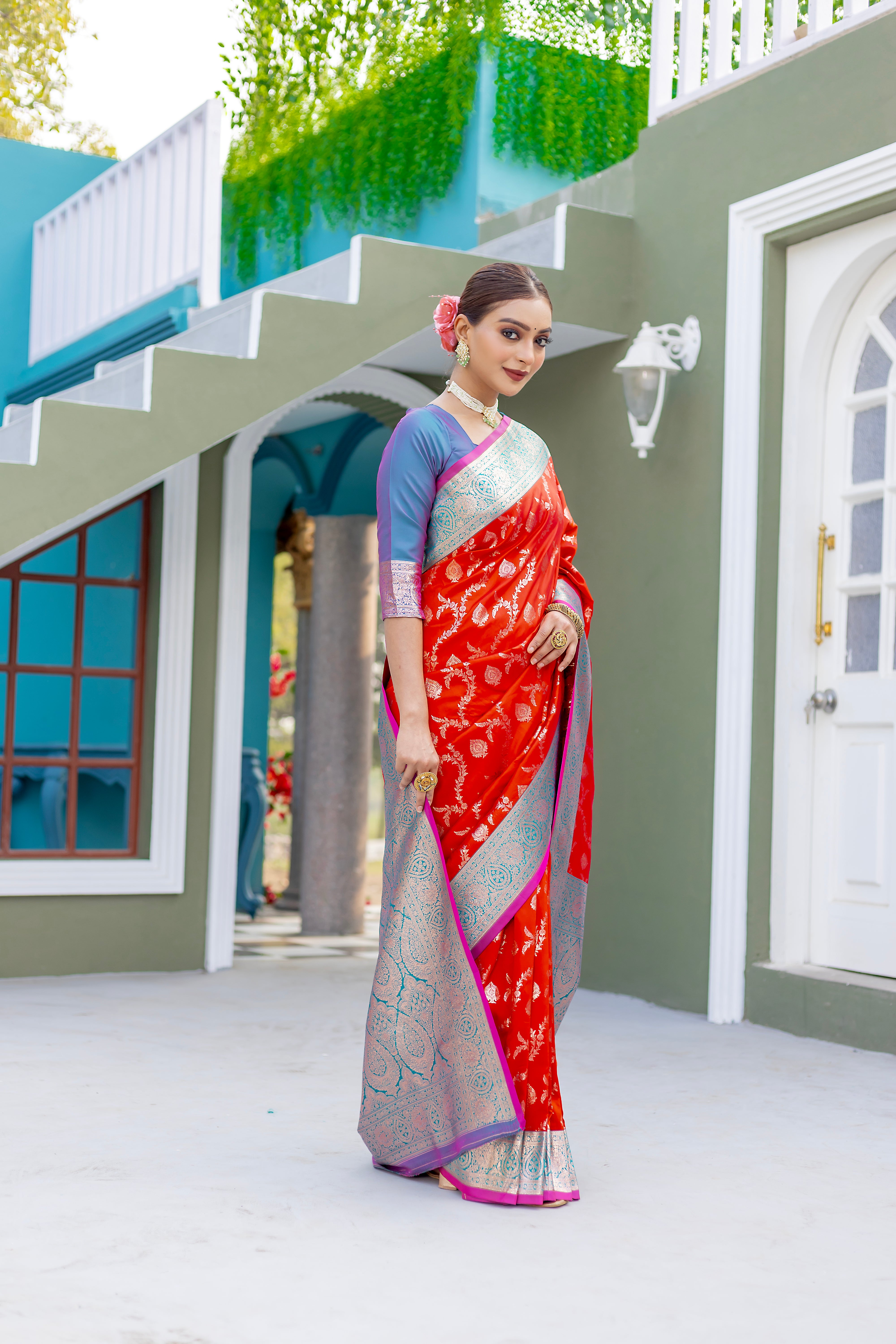 Elegant Red Color Banarasi Silk Saree