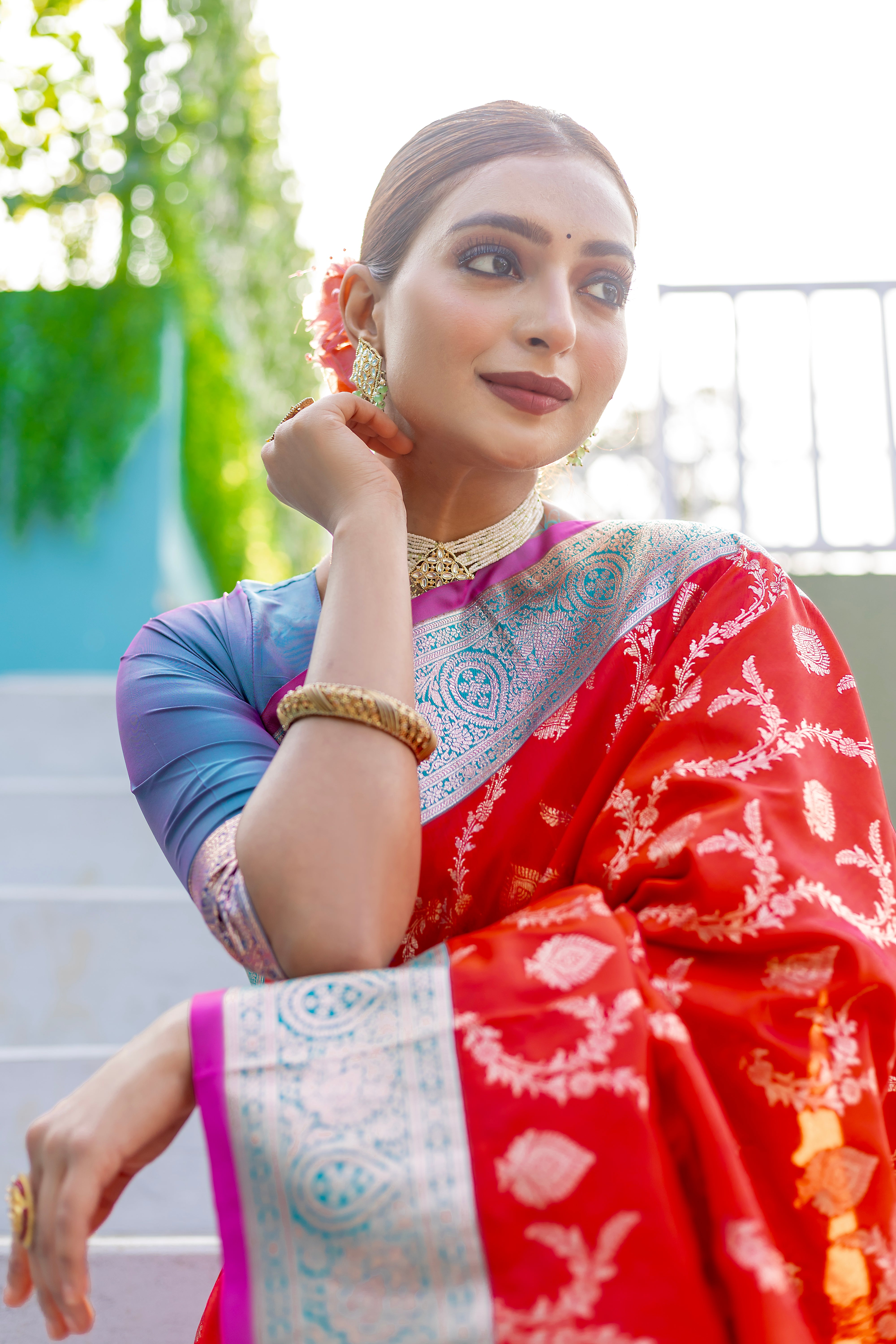 Elegant Red Color Banarasi Silk Saree