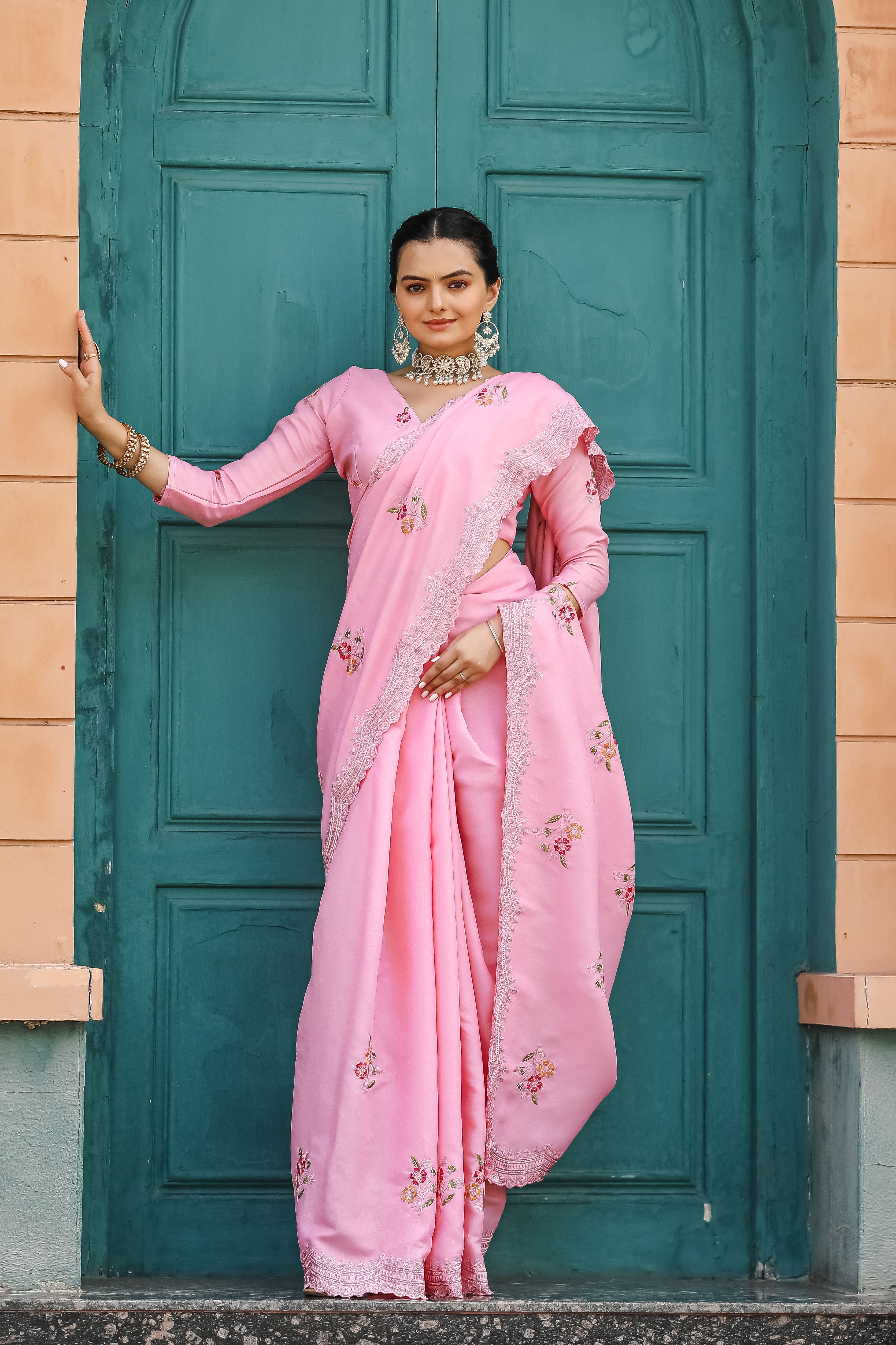 Exotic Pink Color Tussar Cotton Saree