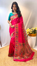 Whimsical Pink Color Paithani Silk Saree with Meenakari Weaving Work