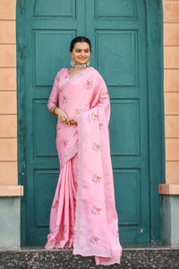 Exotic Pink Color Tussar Cotton Saree