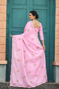 Exotic Pink Color Tussar Cotton Saree