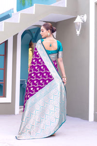 Enchanting Purple Color Banarasi Silk Saree