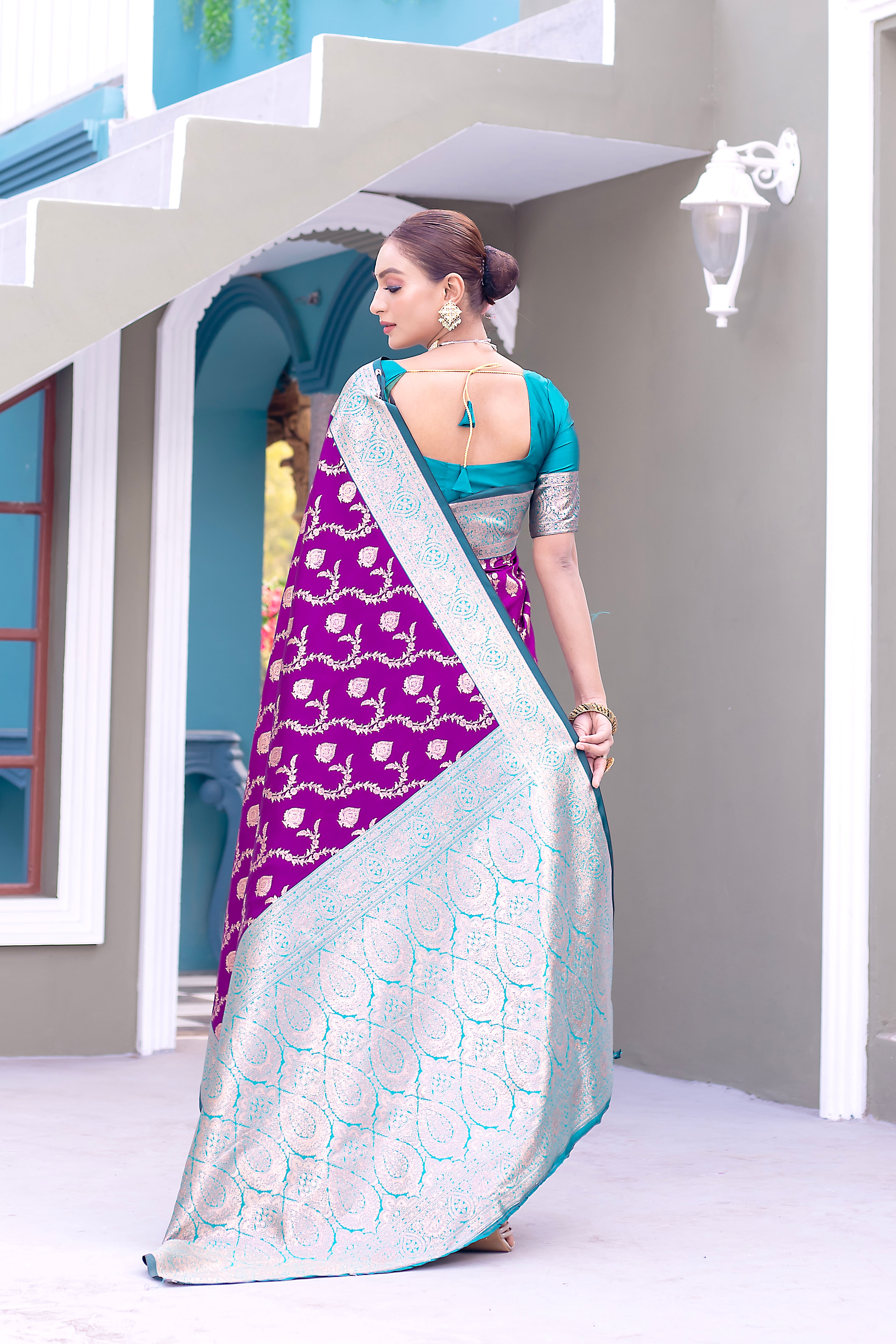 Enchanting Purple Color Banarasi Silk Saree