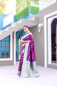 Enchanting Purple Color Banarasi Silk Saree