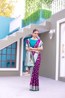 Enchanting Purple Color Banarasi Silk Saree