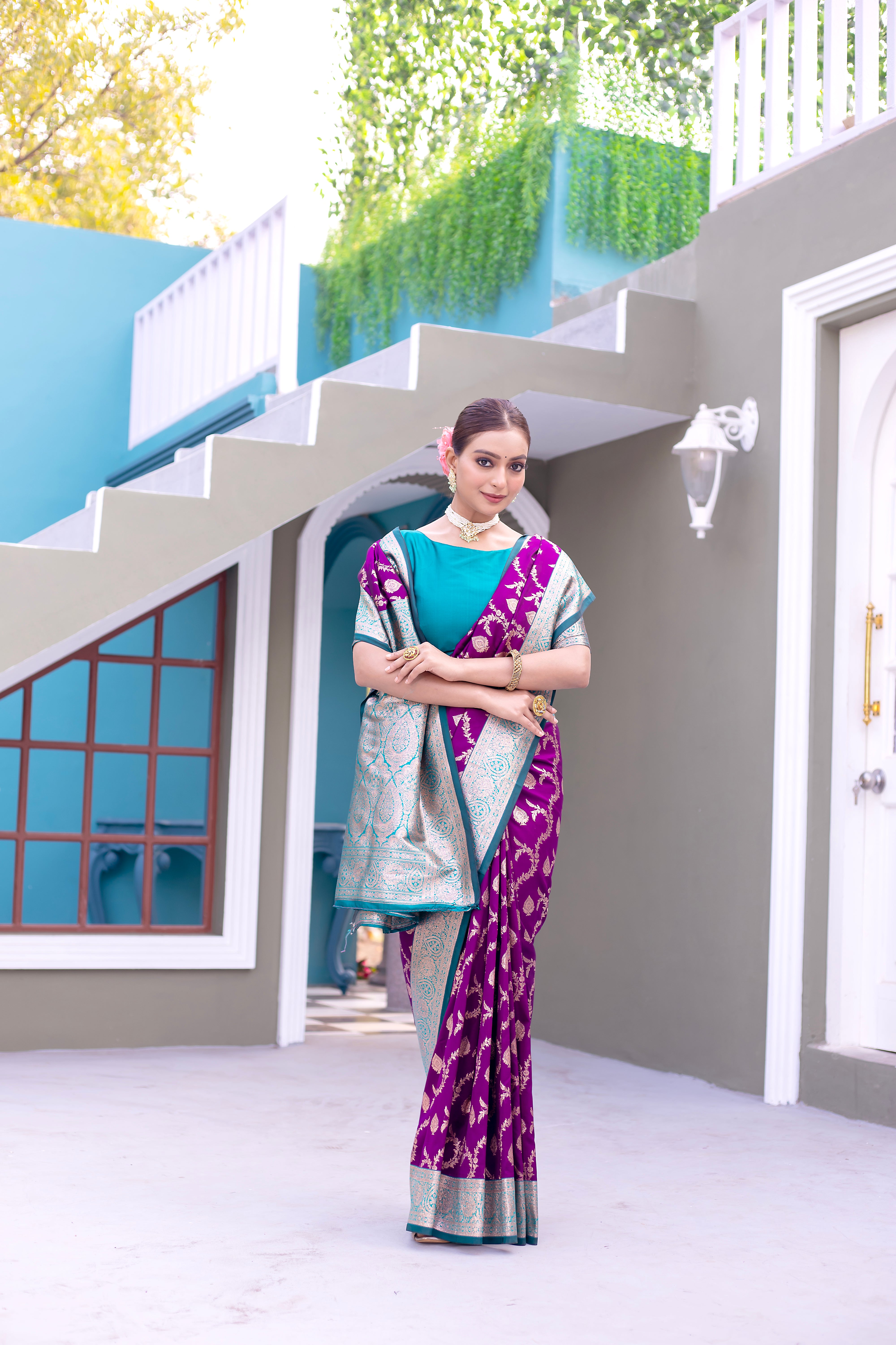 Enchanting Purple Color Banarasi Silk Saree