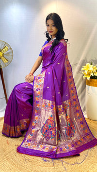 Vivacious Purple Color Paithani Silk Saree with Meenakari Weaving Work