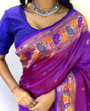 Vivacious Purple Color Paithani Silk Saree with Meenakari Weaving Work