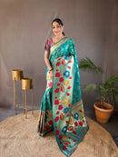 Regal Rama Green Color Paithani Silk Saree