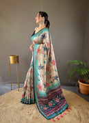 Luminescent Multi Color Semi Silk Saree with Digital Printed Kalamkari Designs