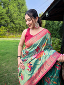 Ethereal Rama Color Paithani Silk Saree