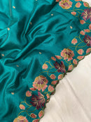 Radiant Rama Green Color Tussar Silk Saree