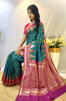 Exquisite Rama Green Color Kanchipuram Semi Silk Saree