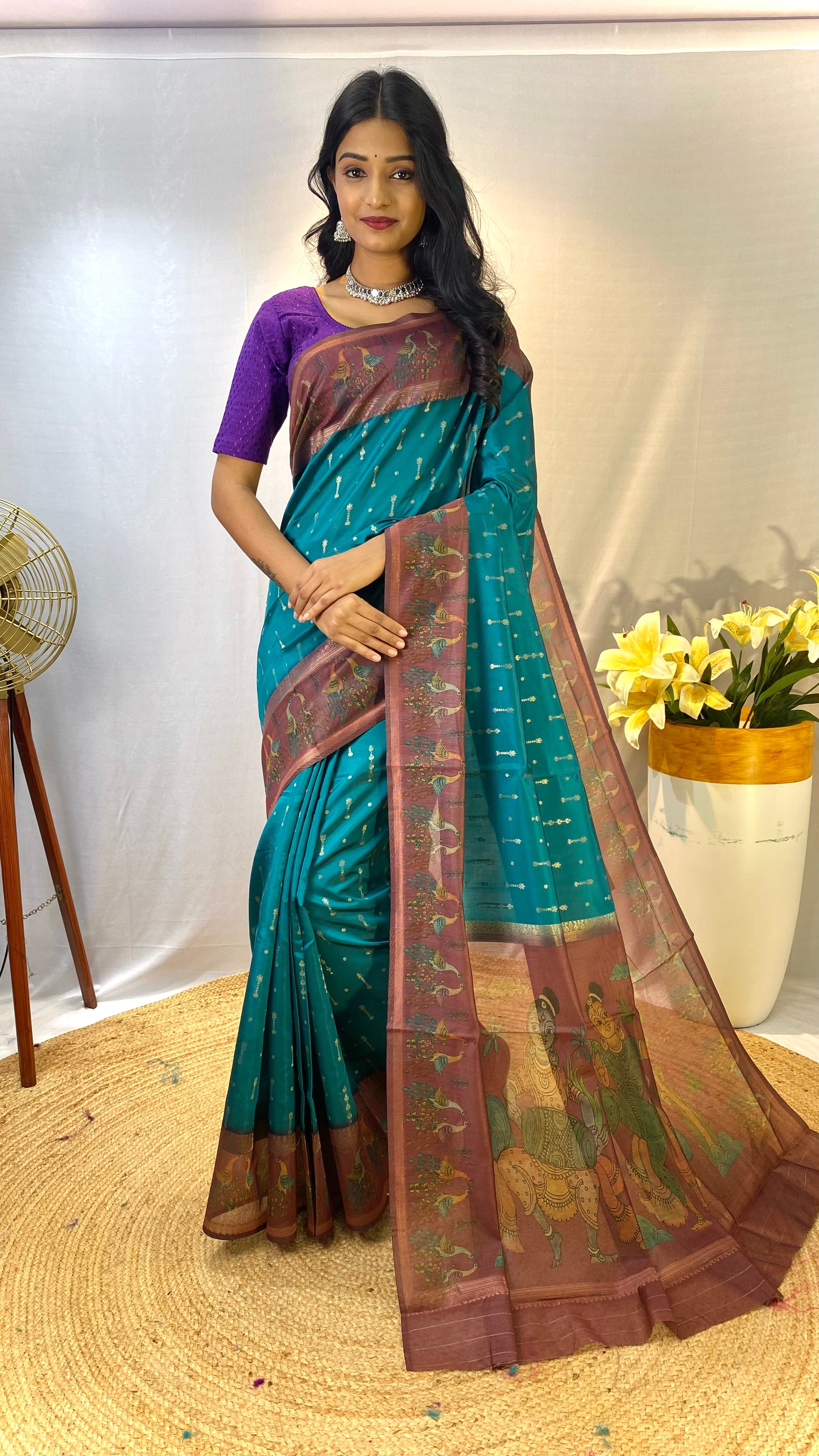 Radiant Rama Color Chanderi Silk Saree