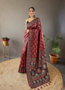 Enigmatic Red Color Digital Printed Semi Silk Saree