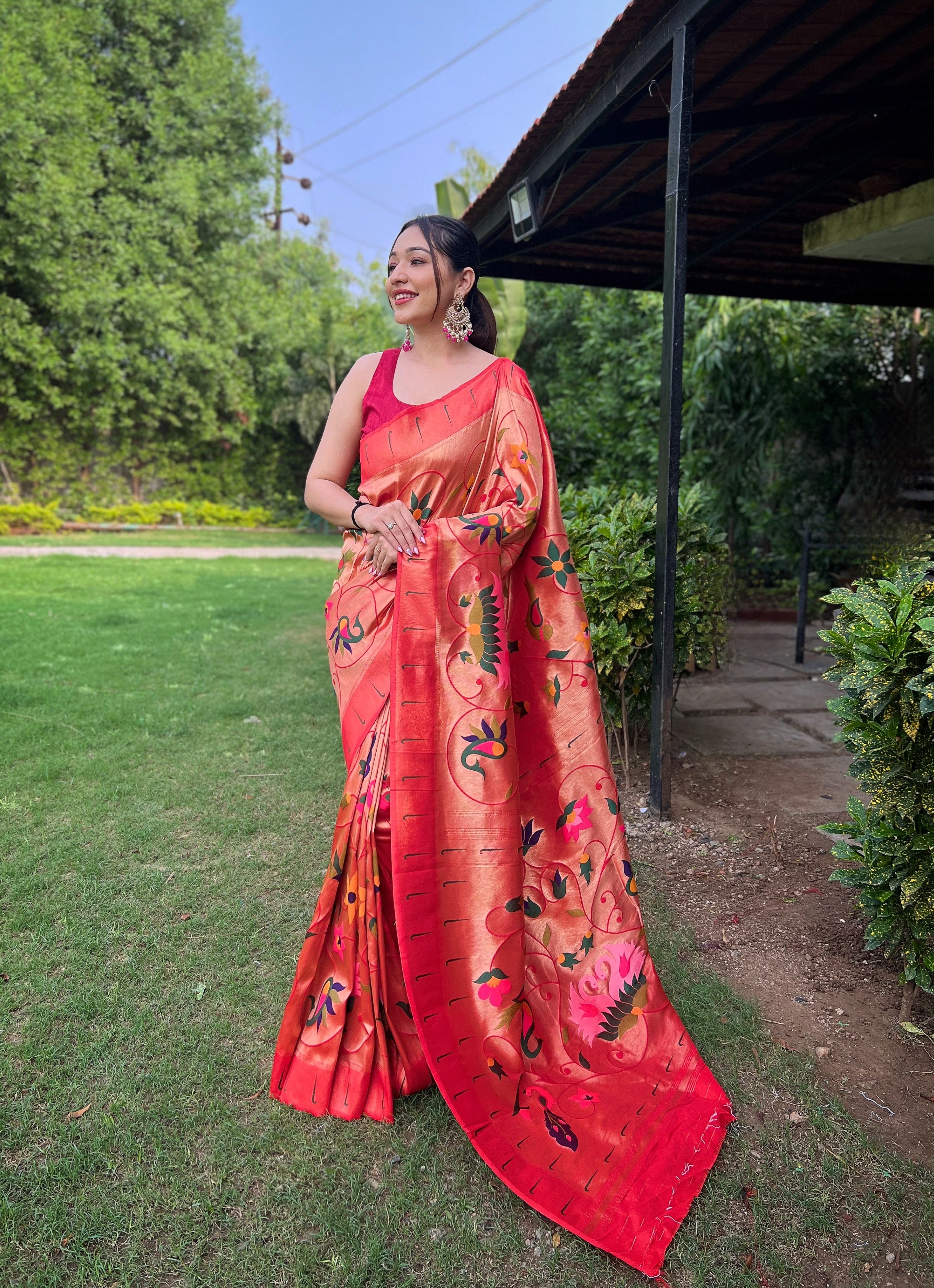 Blissful Red Color Paithani Silk Saree